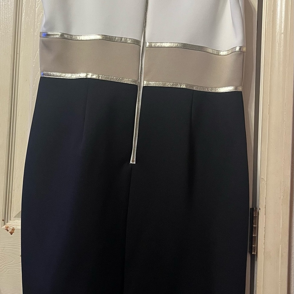 Calvin Klein White and Black Midi Dress